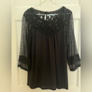 MAURICES- NWT- Size S- Women’s black long sleeve blouse with shear sleeves.